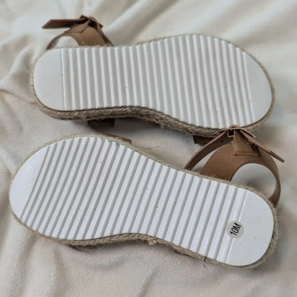 Hot Cakes Girls Saturn 2 Brown Rope Trim Platform Strappy Sandals Size 10